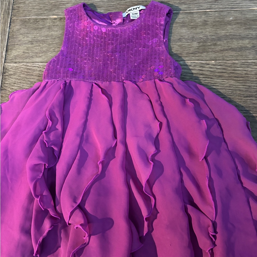 DKNY Vibrant Purple Ruffled Dress baby size 12